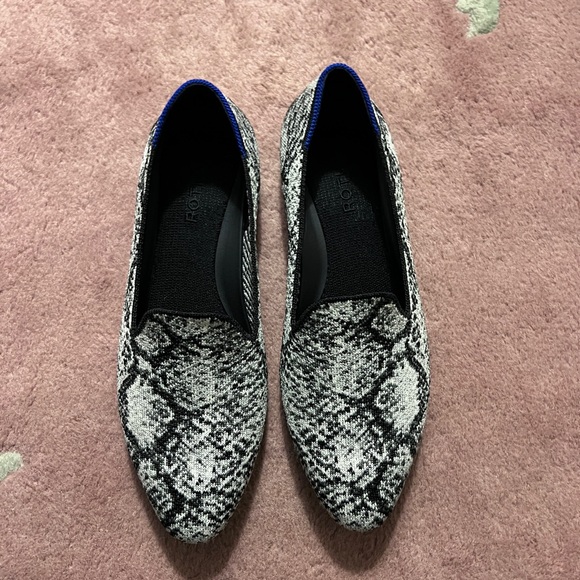 Black and White Snakeskin Rothy’s Almond Loafer - Picture 2 of 6